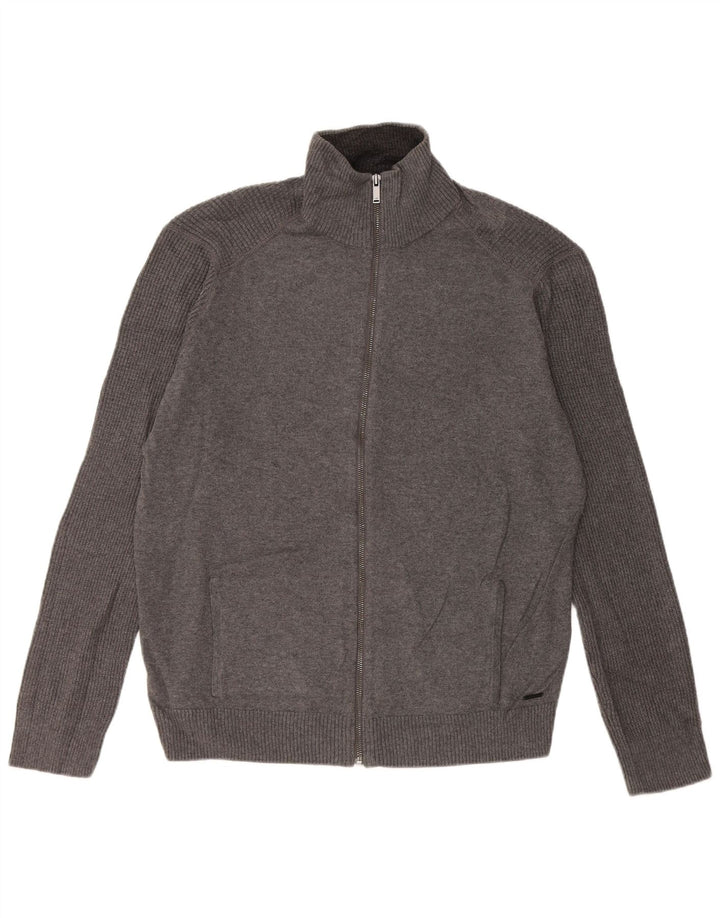 Calvin Klein Jeans Uomo Cardigan Maglione Grande Cotone Grigio