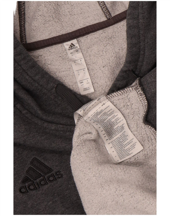 Felpa con cappuccio da uomo Adidas Large in cotone grigio