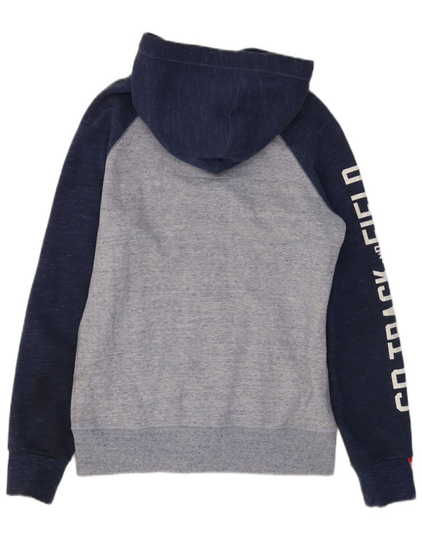 Felpa con cappuccio e zip da uomo SUPERDRY per atletica leggera blu navy medio