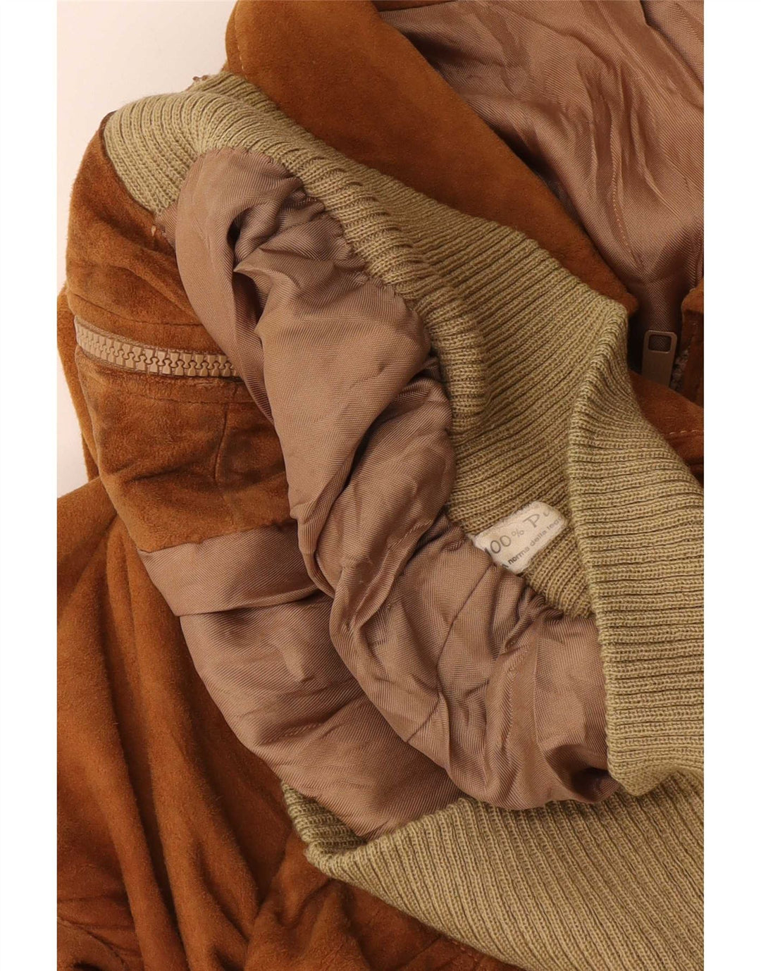 Giubbotto bomber in pelle scamosciata vintage da uomo UK 40 grande in pelle marrone