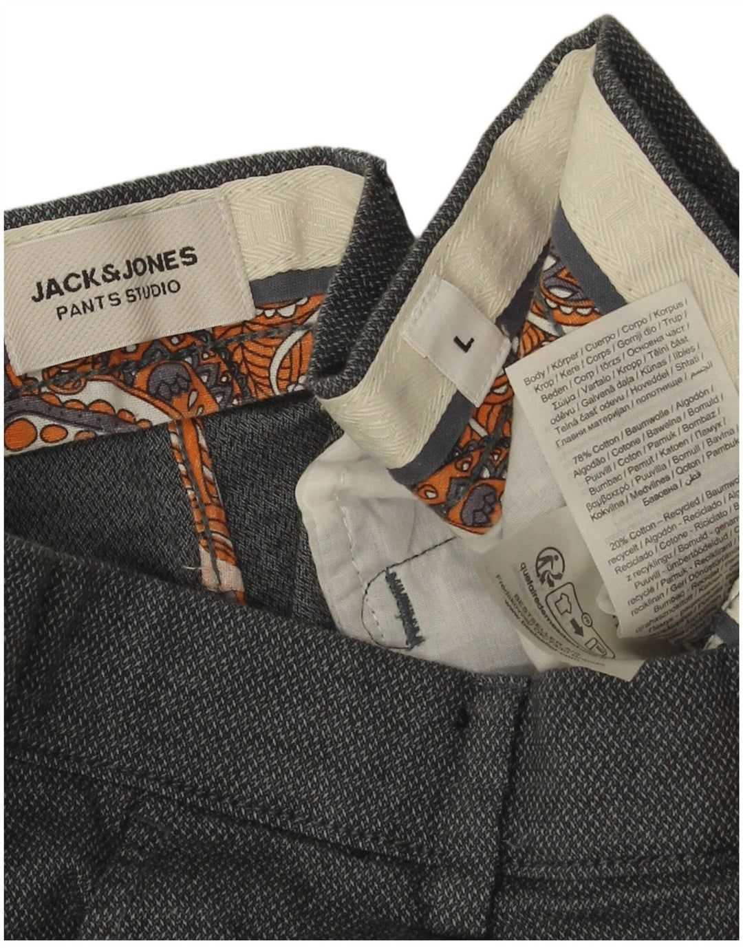 Pantaloncini chino da uomo Jack & Jones grandi W34 cotone maculato grigio