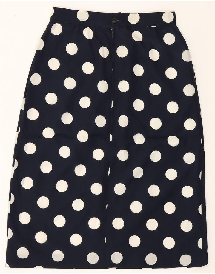VINTAGE Womens Straight Skirt IT 42 Medium W26  Navy Blue Polka Dot Vintage Vintage and Second-Hand Vintage from Messina Hembry 