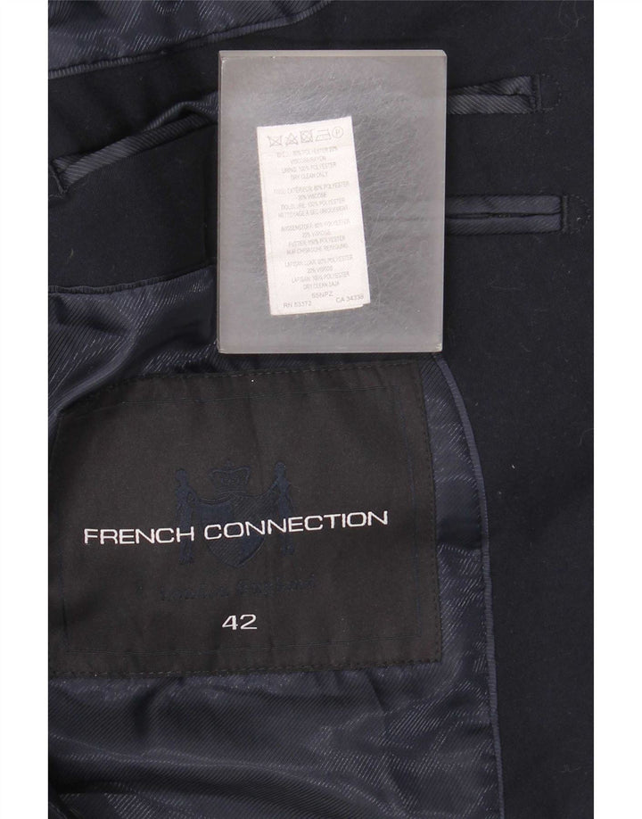 Giacca blazer da uomo a 2 bottoni French Connection UK 42 XL poliestere blu navy