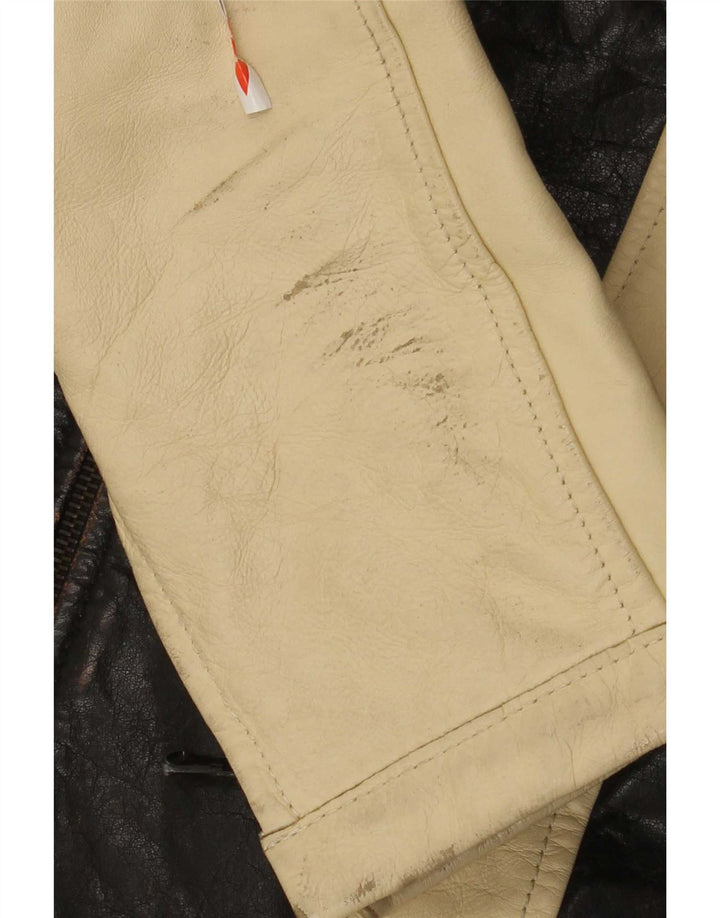 Giacca in pelle grafica da uomo Brogden UK 42 XL Blocco colore marrone