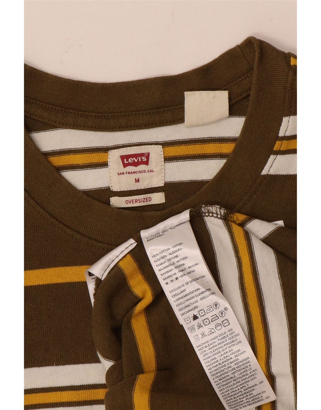 LEVI'S T-shirt oversize da uomo Top in cotone a righe marrone medio