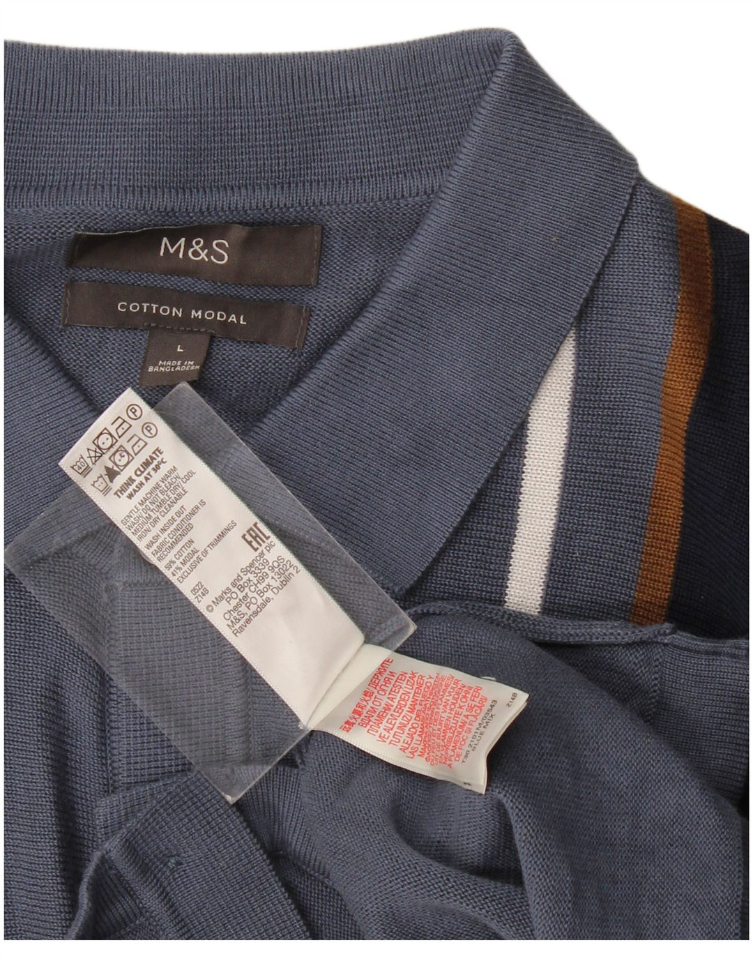 Maglione cardigan da uomo Marks & Spencer grande cotone a righe blu