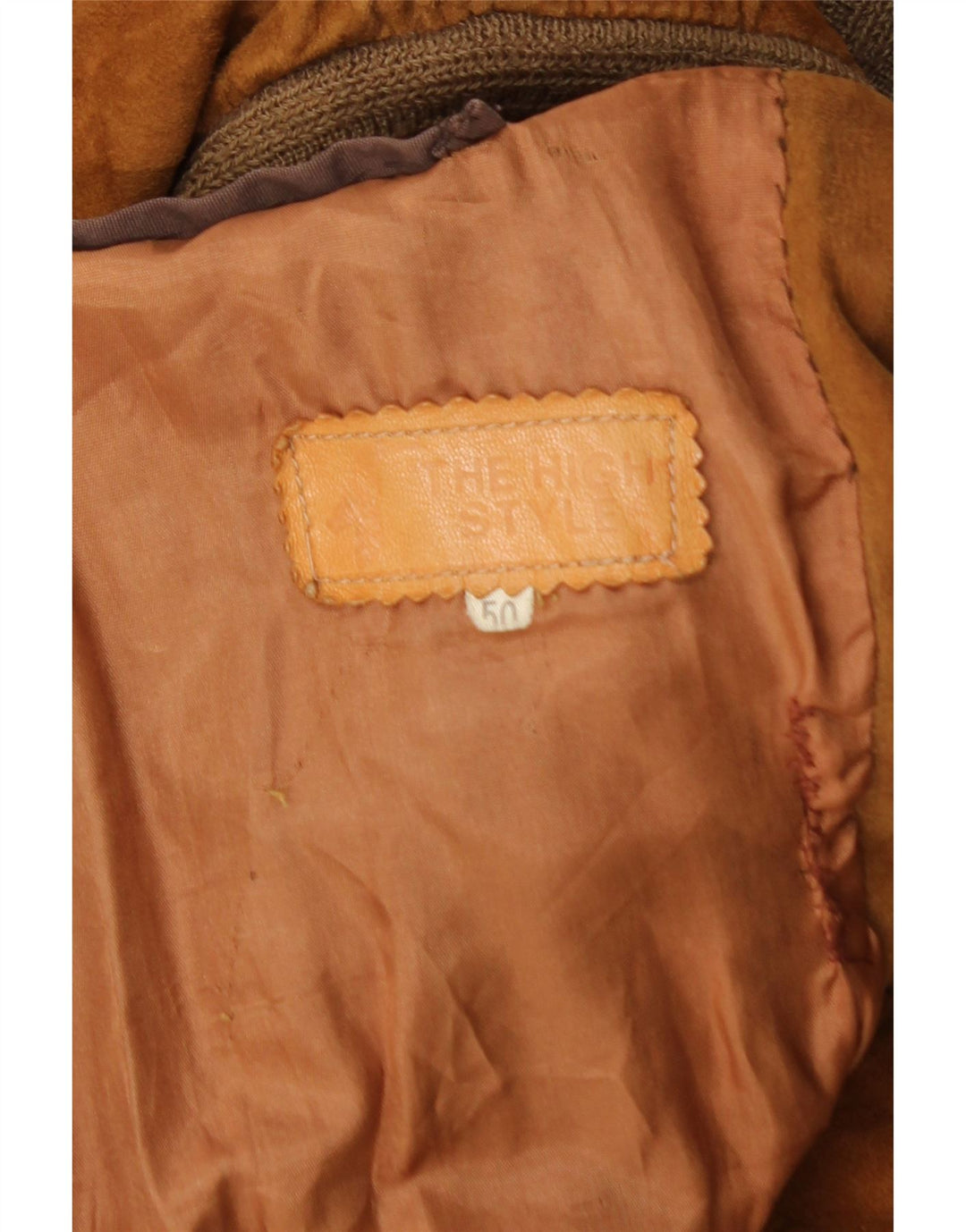 Giubbotto bomber vintage in pelle scamosciata da uomo IT 50 grande marrone