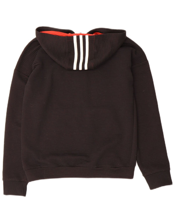 Felpa con cappuccio e zip Adidas da ragazzo 11-12 anni in poliestere nero