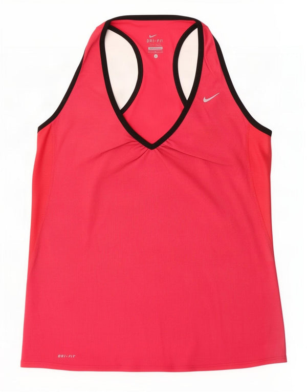 Canotta Nike Dri Fit da donna UK 14 Large Pink Colourblock