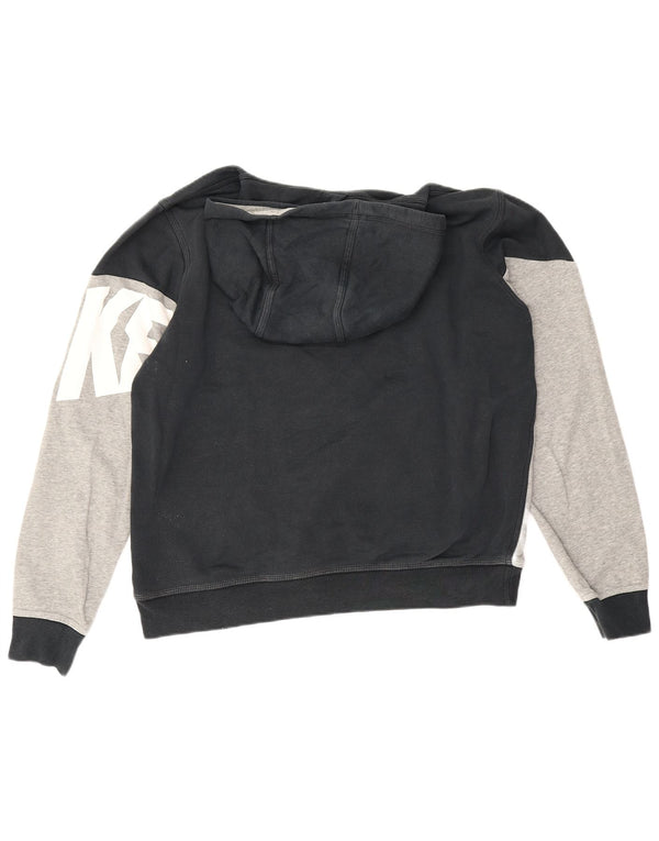 Felpa con cappuccio grafica Nike da uomo grande in cotone color block nero