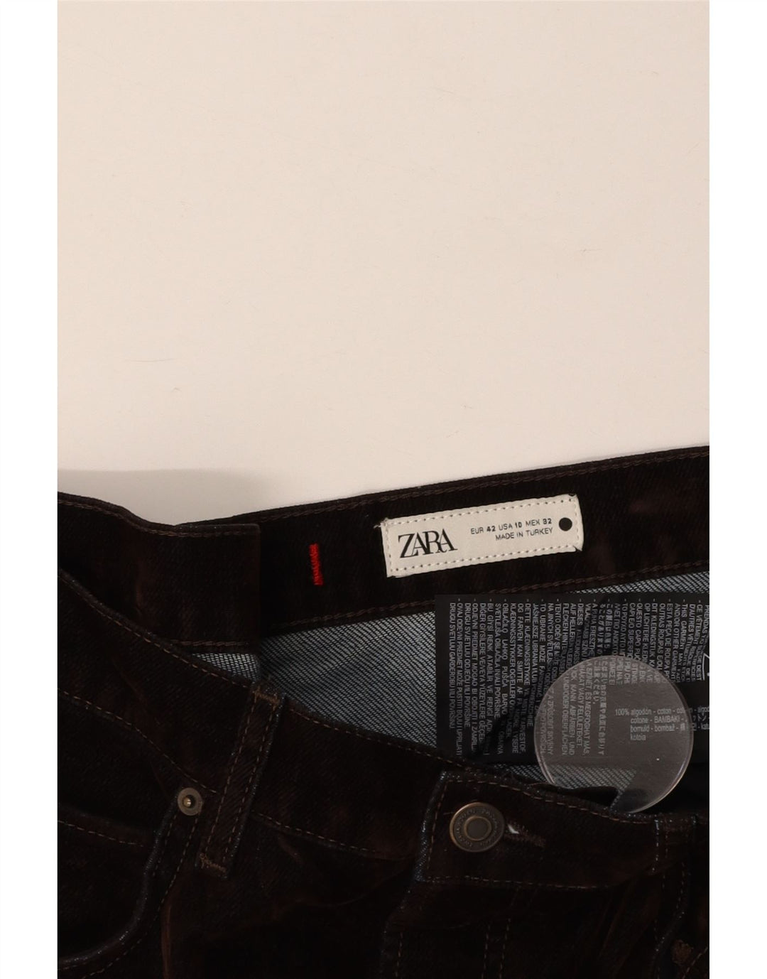 Jeans corti da donna ZARA EU 42 Large W32 L25 cotone marrone