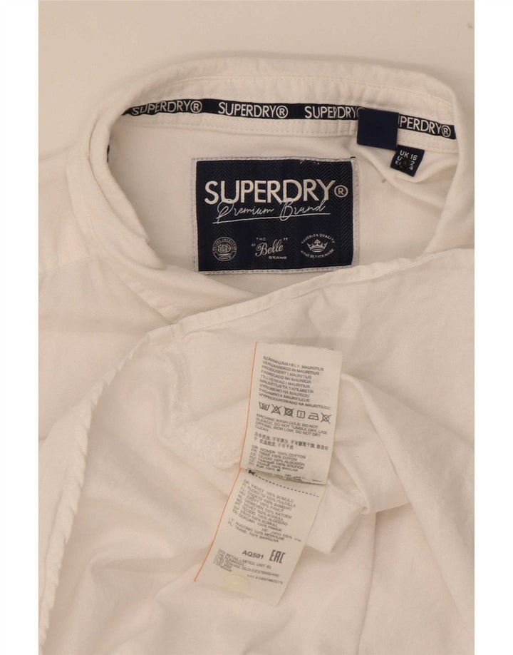 Camicia da donna Superdry UK 16 grande cotone bianco