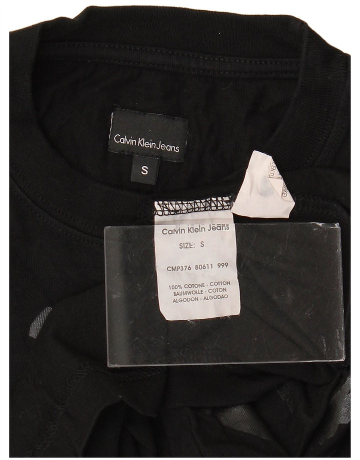 CALVIN KLEIN JEANS Top grafico da uomo a maniche lunghe piccolo in cotone nero