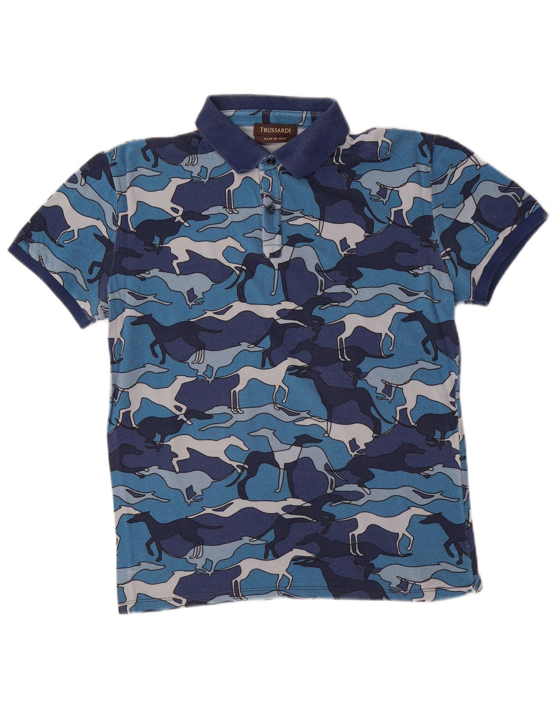 Polo Uomo TRUSSARDI Blu Medio Stampa Animalier
