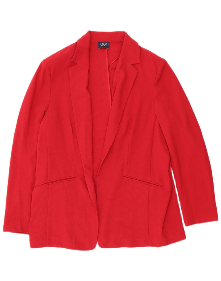 Giacca blazer aperta da donna Marks & Spencer UK 16 grande poliestere rosso