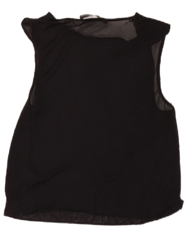 Top camicetta senza maniche da donna All Saints UK 10 piccolo acetato nero