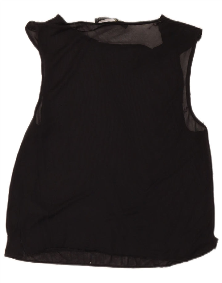 Top camicetta senza maniche da donna All Saints UK 10 piccolo acetato nero