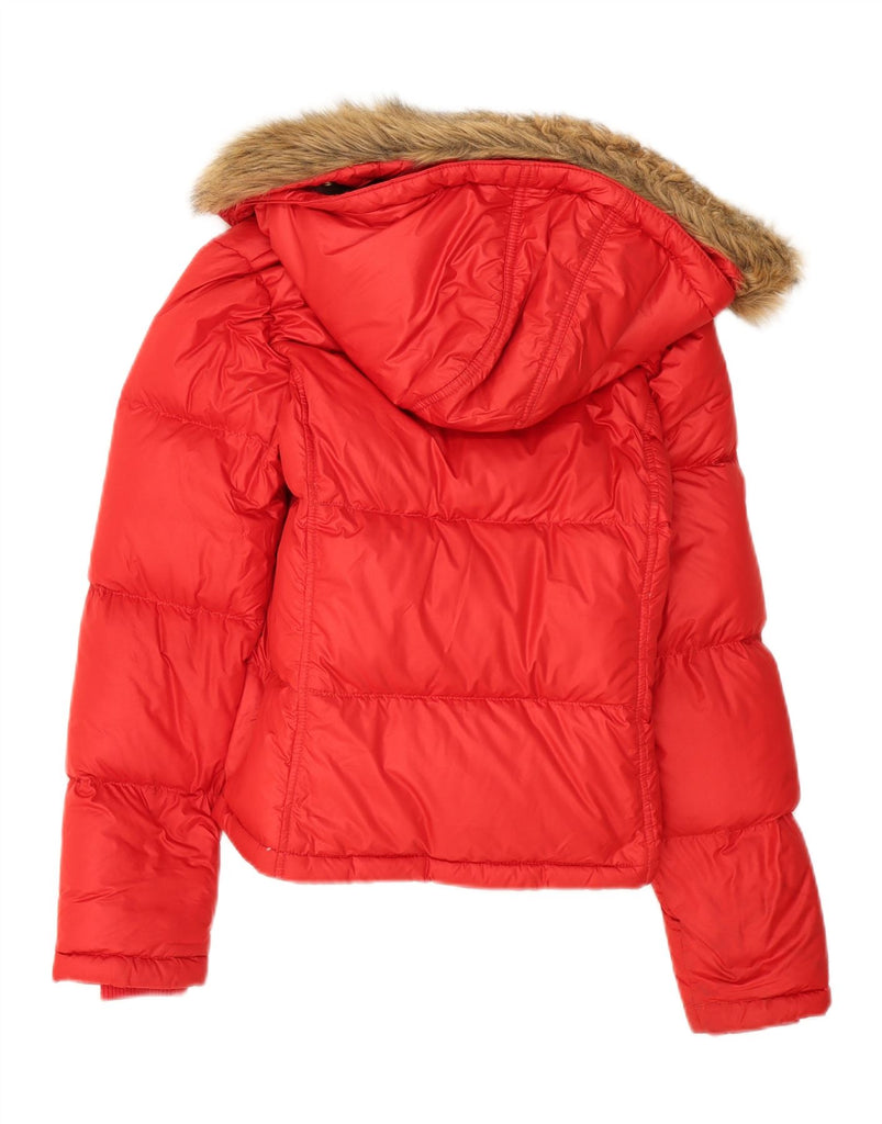 RALPH LAUREN Womens Hooded Padded Jacket UK 14 Medium Red Polyester Vintage Ralph Lauren and Second-Hand Ralph Lauren from Messina Hembry 