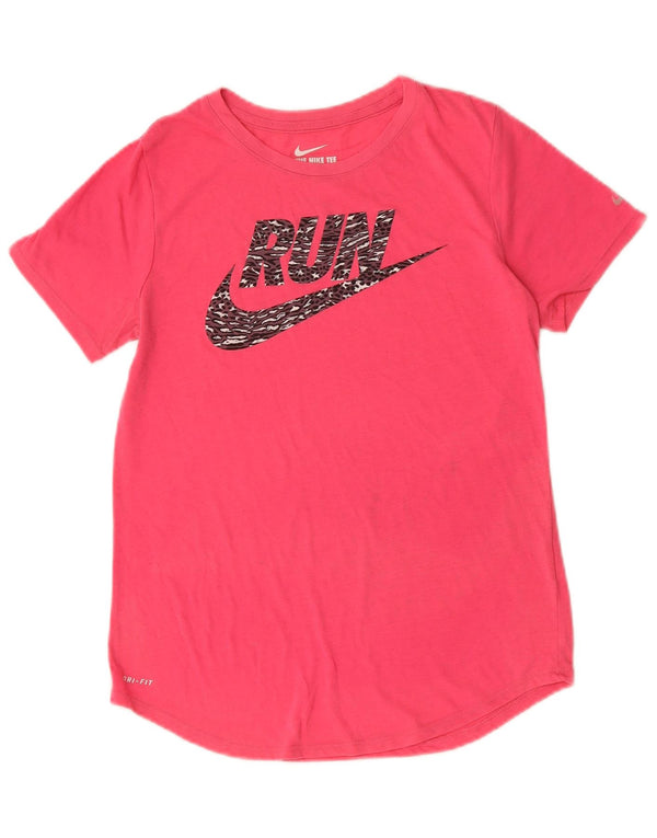 T-shirt grafica Nike Dri Fit da donna, taglia UK 12, rosa medio