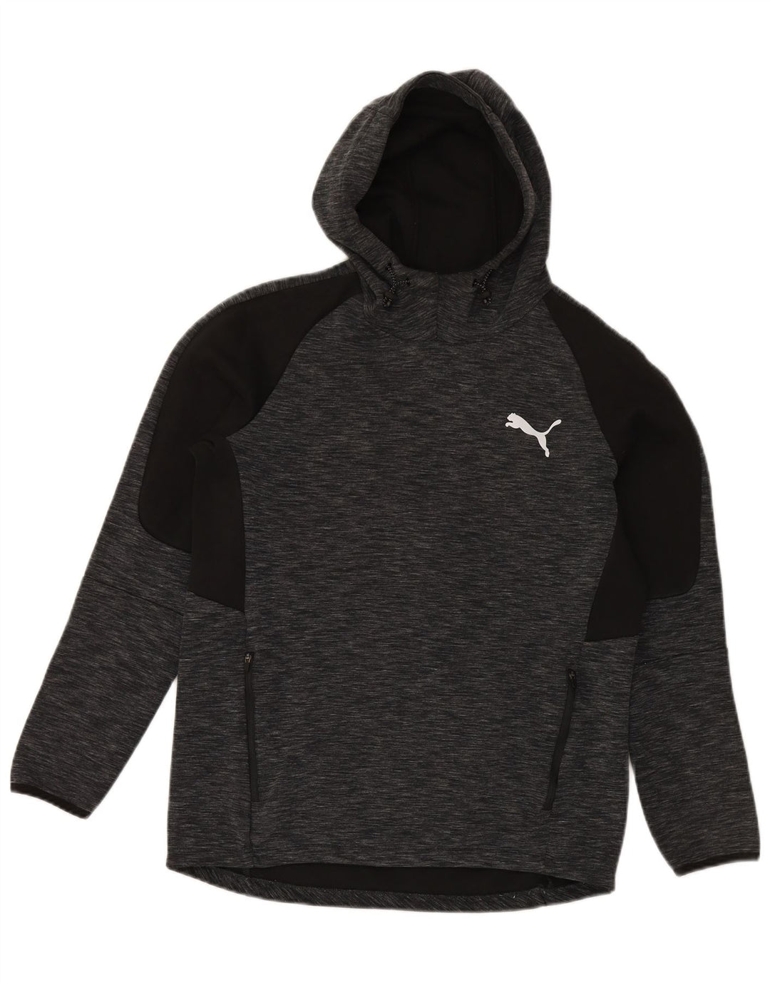 Felpa con cappuccio da uomo Puma in cotone chiazzato grigio medio