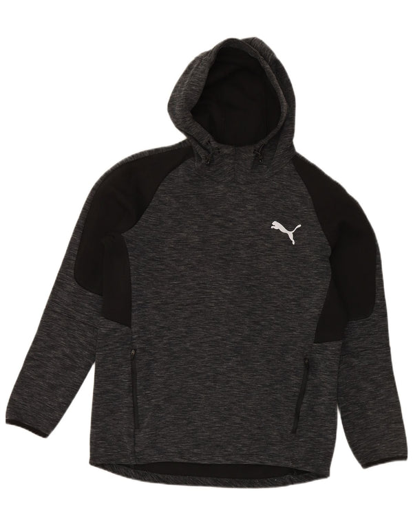 Felpa con cappuccio da uomo Puma in cotone chiazzato grigio medio