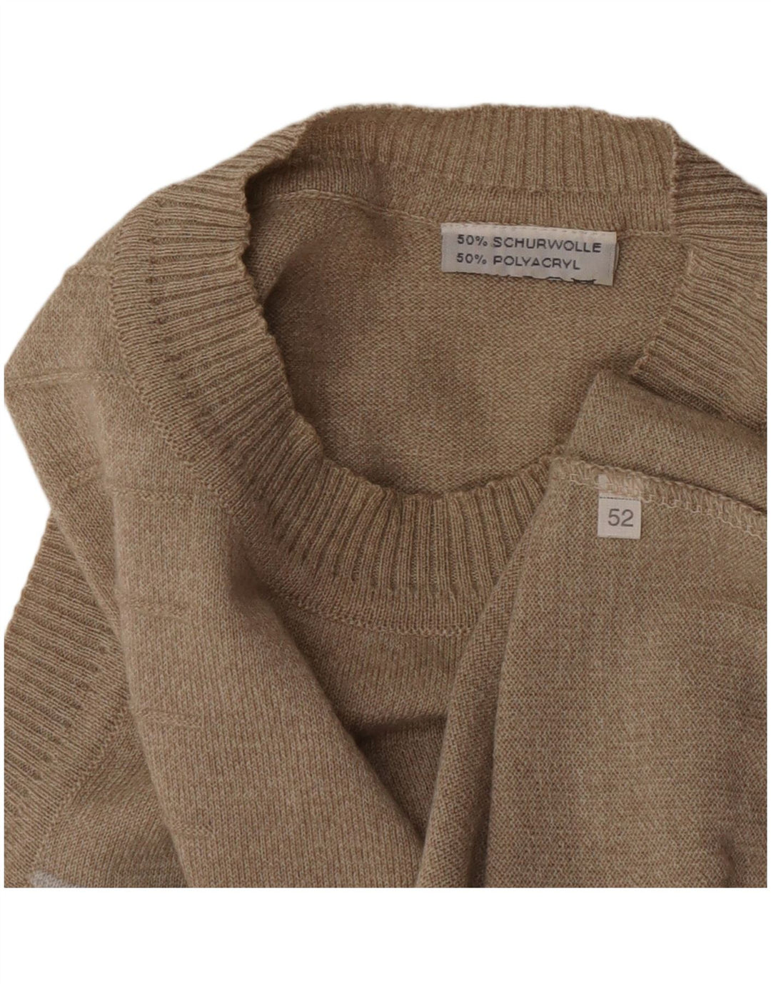 Canotta vintage da uomo IT 52 grande lana vergine a righe grigie