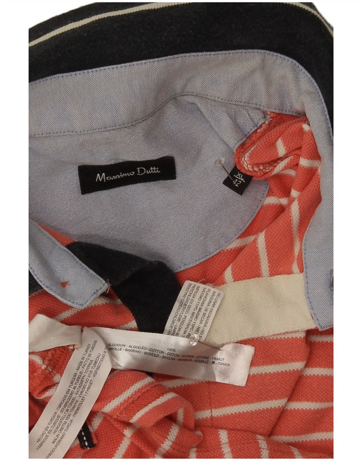 Polo da uomo Massimo Dutti XL in cotone a righe arancioni