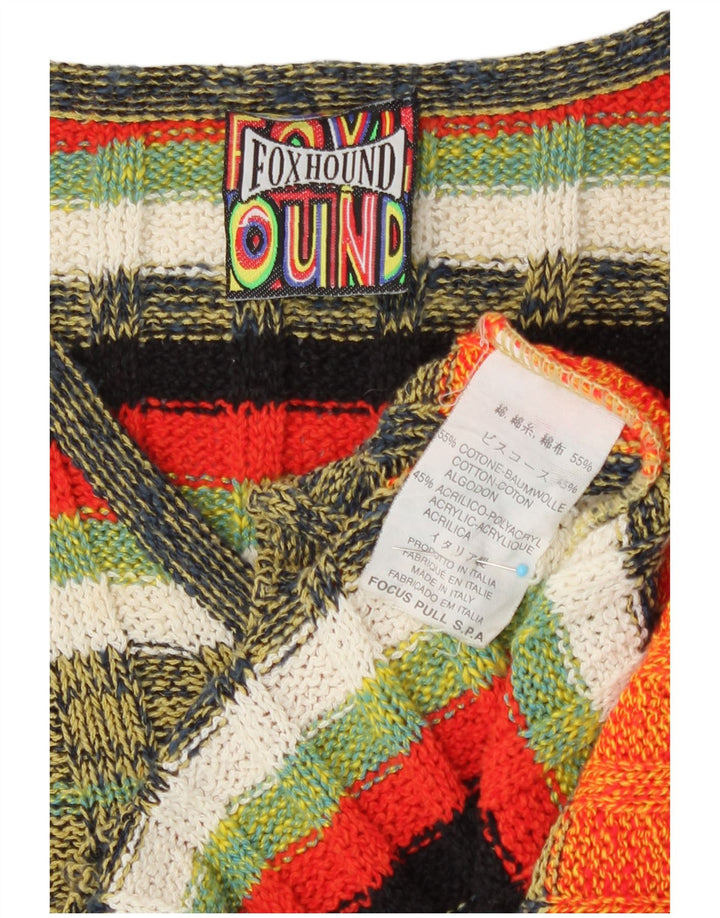 Maglione da uomo con scollo a V Foxhound XL in cotone a righe multicolore
