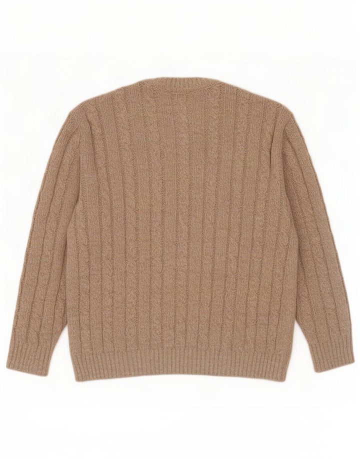 Maglione maglione girocollo da uomo Lebole IT 50 Lana screziata beige medio