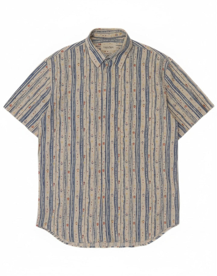 Camicia a maniche corte da uomo Calvin Klein in cotone a righe bianche medie