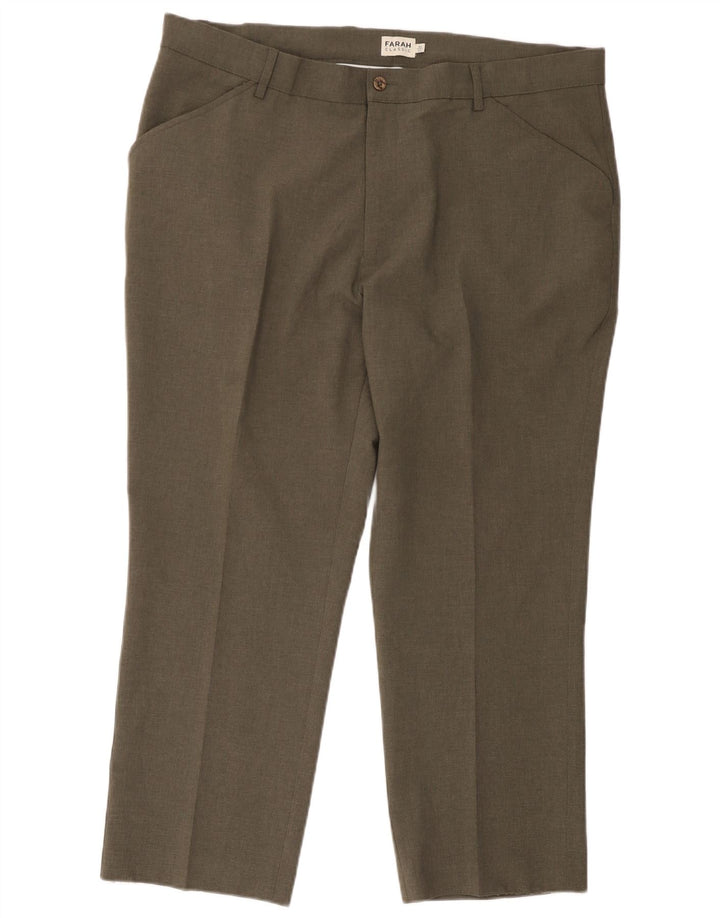 Pantaloni casual affusolati da uomo Farah W42 L27 poliestere kaki
