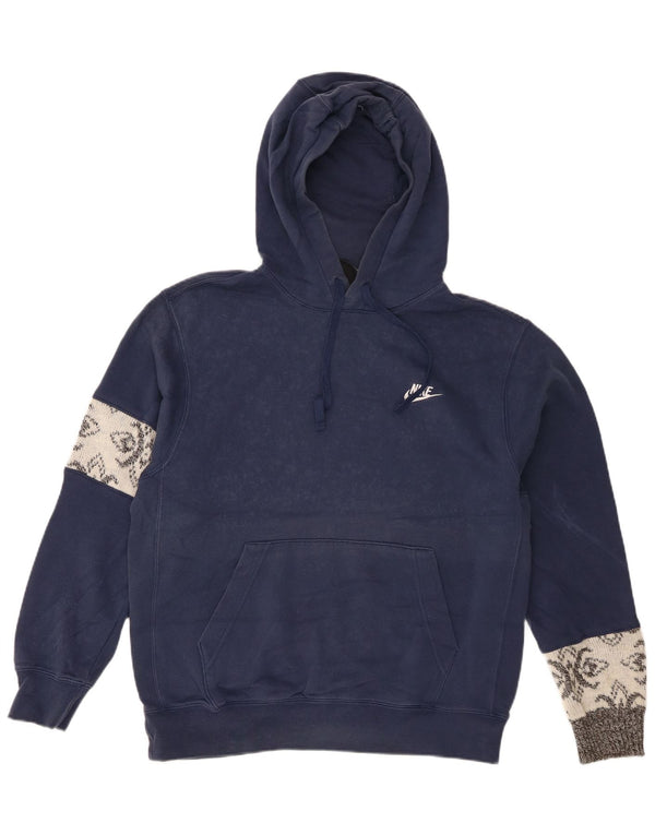 Felpa con cappuccio da uomo Nike, media, blu navy, cotone Fair Isle