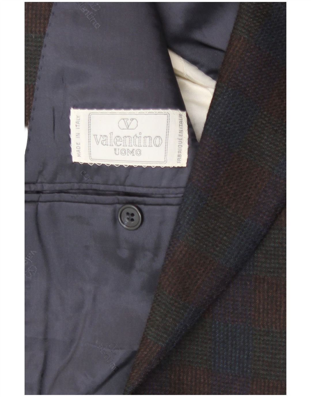 Giacca blazer da uomo a 2 bottoni Valentino UK 38 medio blu navy a quadri