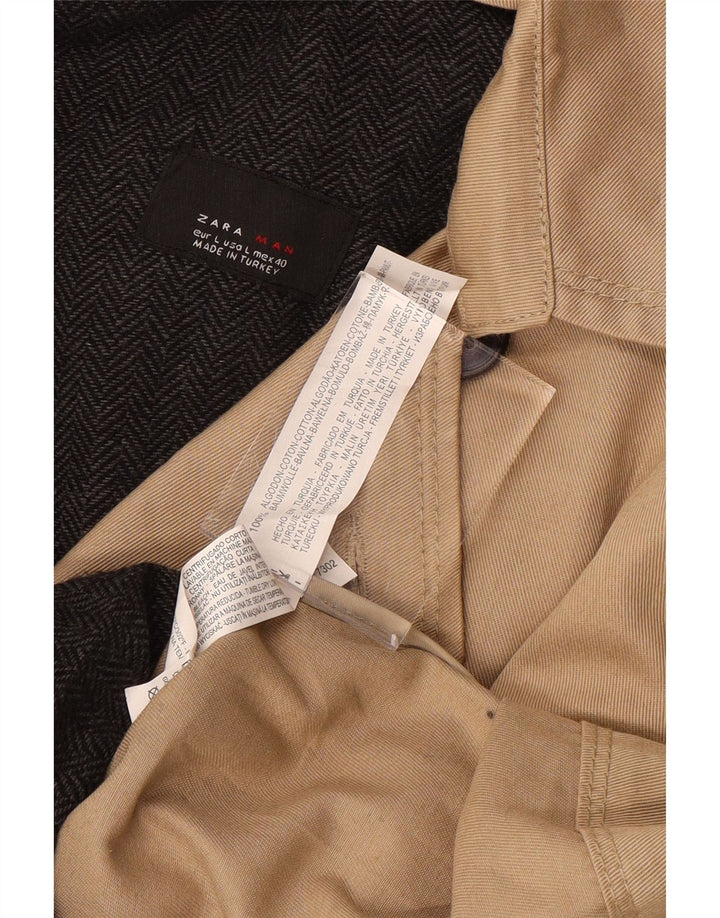 Trench da Uomo ZARA UK 40 Grande Cotone Beige