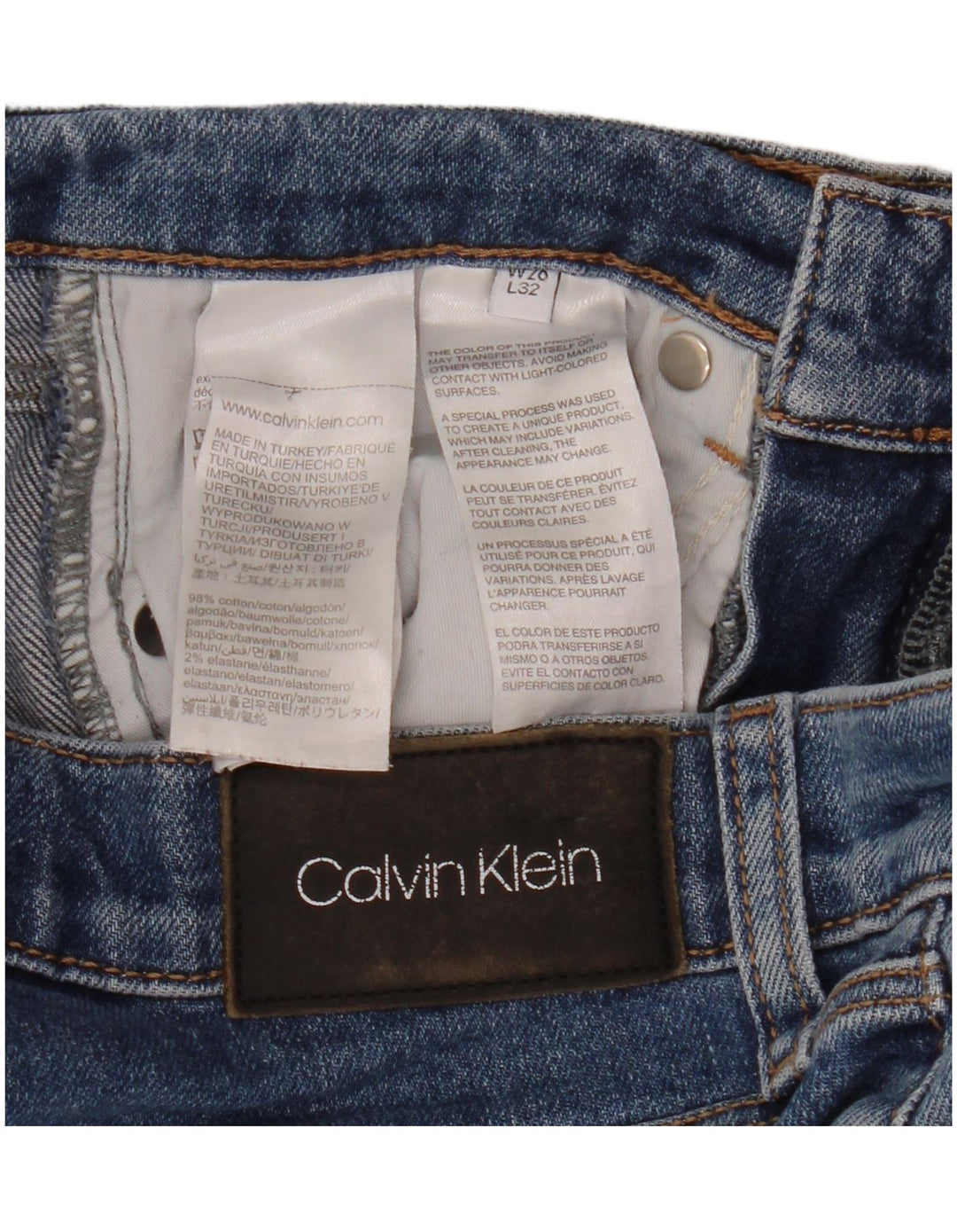 Jeans dritti da donna Calvin Klein W26 L26 cotone blu