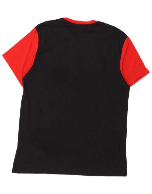 Guess T-shirt grafica da uomo Top Large in cotone color block nero