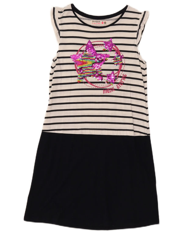 Desigual Vestito Graphic Basic Bambina 13-14 Anni Cotone a Righe Bianco