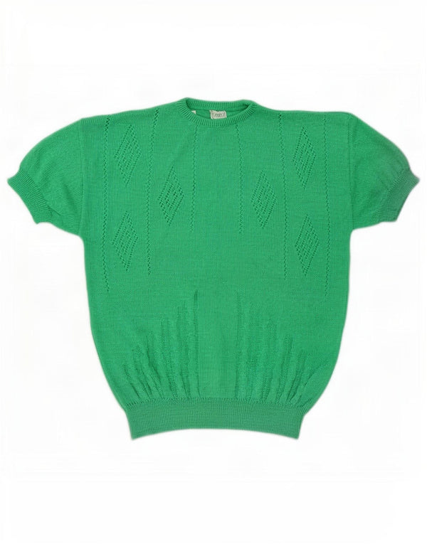 Maglione maglione girocollo da donna Capriccio UK 14 Verde medio Argyle/Diamante
