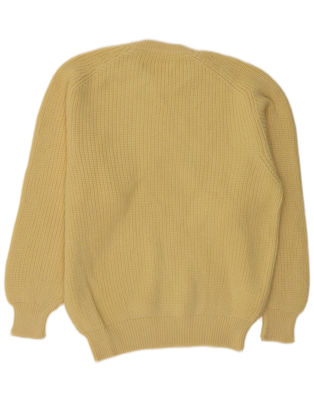 Maglione vintage da uomo girocollo in lana gialla media