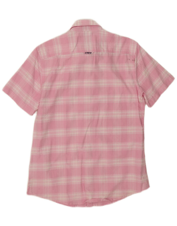 Crew Clothing Camicia a maniche corte da uomo in cotone a quadri rosa medio