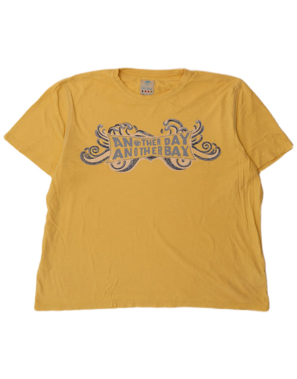 T-shirt grafica da uomo Fat Face Top XL in cotone giallo