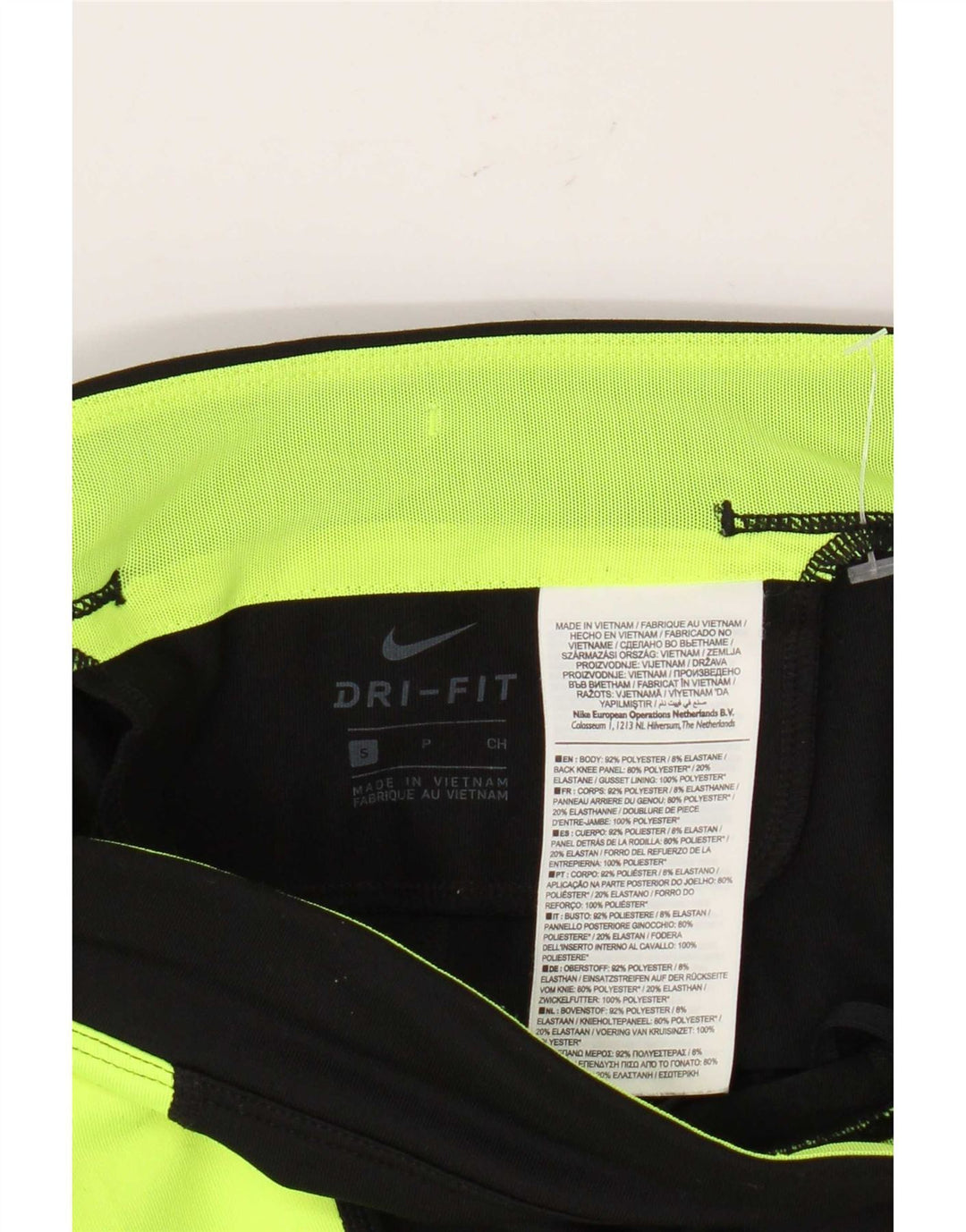 Leggings Nike Dri Fit da donna UK 10 Small Nero Colourblock Poliestere