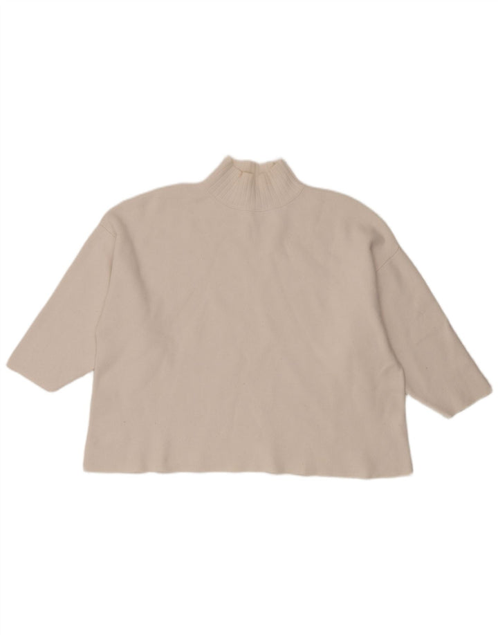 Maglione a collo alto corto corto da donna Zara UK 14 bianco medio