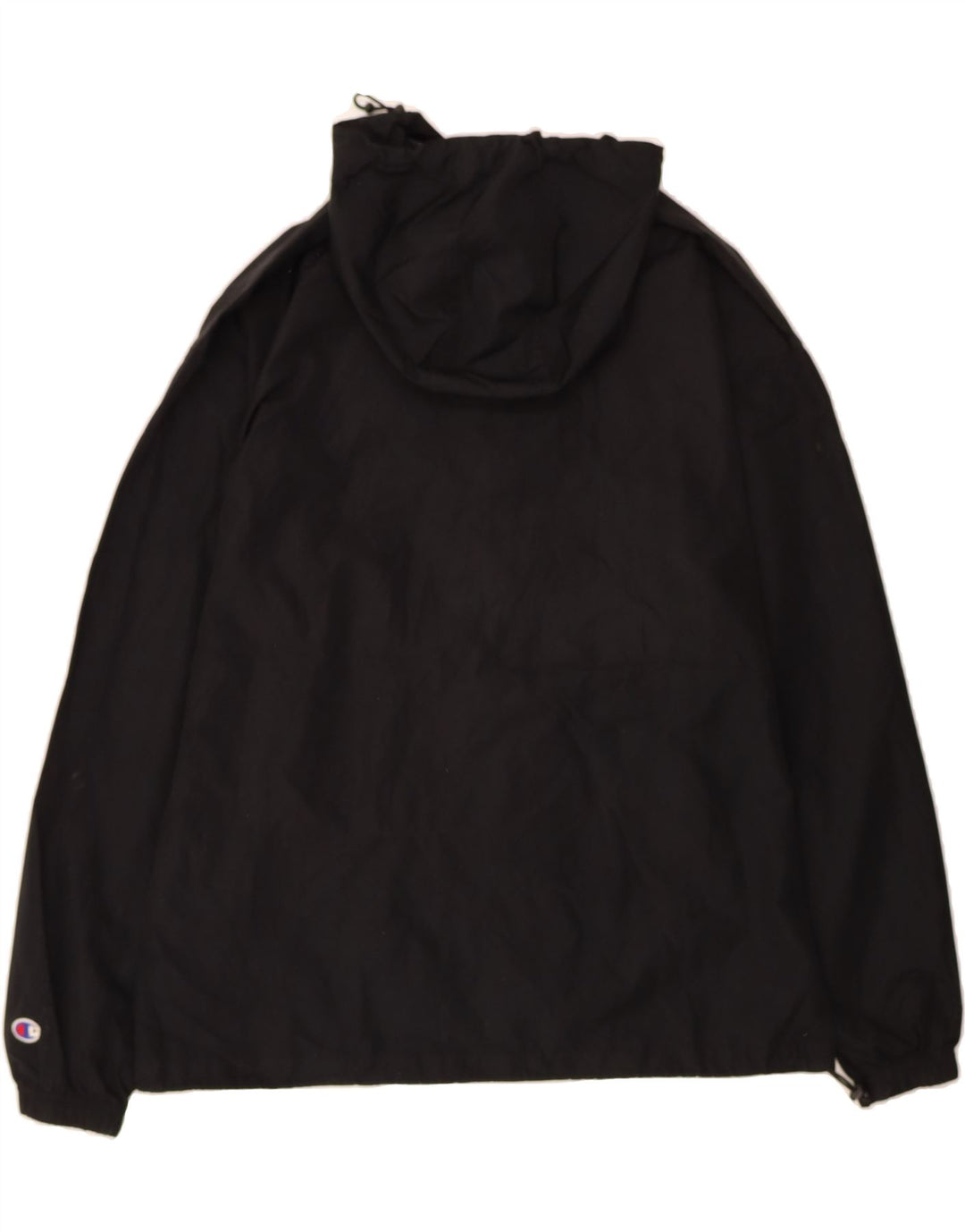 CHAMPION Mens Hooded Zip Neck Pullover Tracksuit Top Large Black Polyester Vintage Champion and Second-Hand Champion from Messina Hembry 