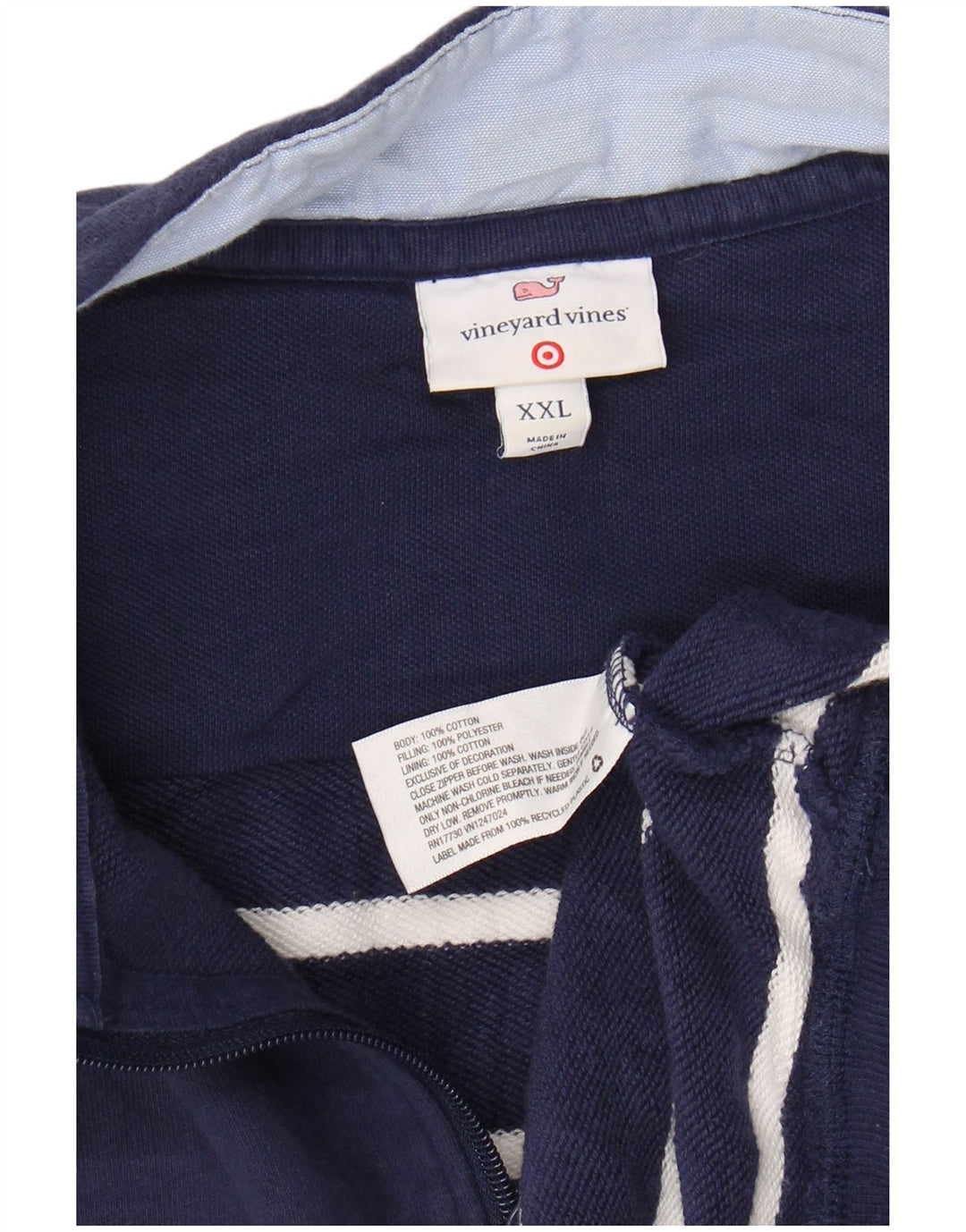 VINEYARD VINES Felpa da uomo con collo con zip, maglione 2XL a righe blu navy
