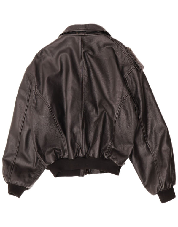 Giacca militare vintage da uomo in ecopelle IT 48/50 media nera