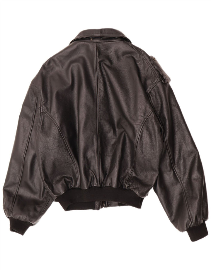 Giacca militare vintage da uomo in ecopelle IT 48/50 media nera