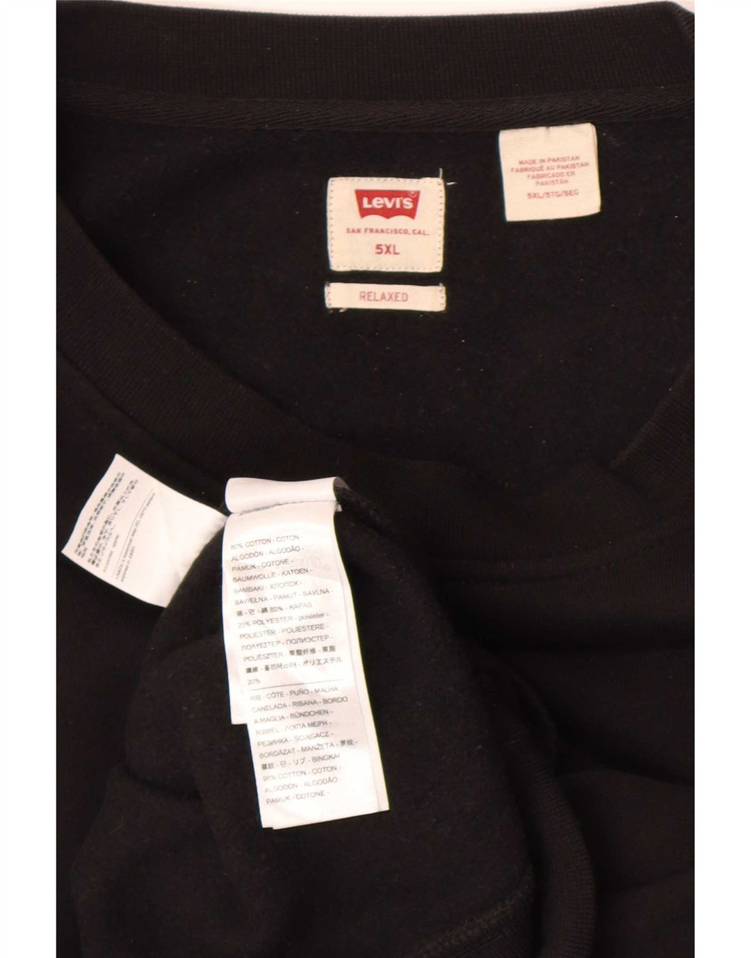 Levi's Uomo Felpa con vestibilità rilassata Maglione 5XL Cotone nero