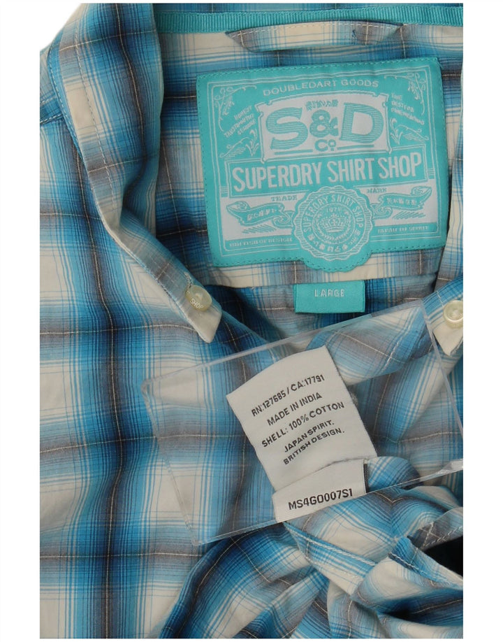 Camicia da uomo Superdry in cotone a quadri grandi blu