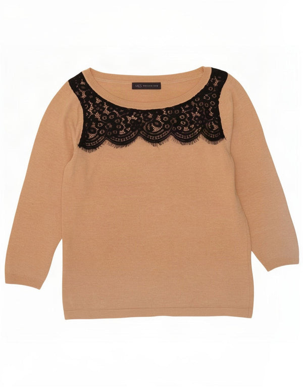 Maglione maglione con scollo a barca da donna Marks & Spencer UK 10 piccolo Beige